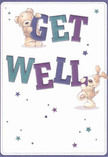 Radiating warmth and uplifting optimism, this get well card illustration captures the kindness at the heart of Hertford's community. Two delightful companions-a smiling teddy bear and a lively puppy-animate the scene, each holding and balancing colourful, bold letters that gleam in shades of indigo and teal, spelling out 'Get Well' against a gentle cream-coloured backdrop. The characters' fur appears exquisitely soft and inviting, with textures rendered so carefully that one can almost feel the plush embrace, much like the gentle touch of a hand-picked arrangement crafted for a friend near Hertford Castle Gardens. Scattered throughout the image are twinkling stars, their blues and purples suggesting hope, healing, and a dash of cheerful whimsy-almost like seeing wildflowers peeking through the green at Hartham Common. This card does more than wish for recovery; it infuses each viewer with a sense of genuine comfort and lightness, similar to the feeling that comes from a thoughtfully delivered bouquet from a trusted local florist. Its joyful design and heartfelt details serve as an emotional salve, letting loved ones know their well-being is cherished and that support blooms close to home.